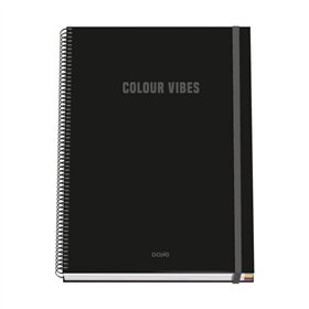 Caderno espiral Dohe Colour Vives A4, 100 folhas microperfuradas, quadriculado de 5 mm - Capa dura de cartão - Fecho elástico - 
