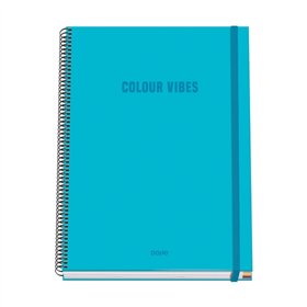 Caderno espiral Dohe Colour Vives A4, 100 folhas microperfuradas, quadriculado de 5 mm - Capa dura de cartão - Fecho elástico - 
