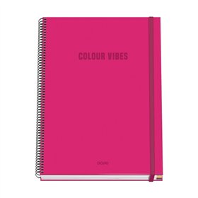 Caderno espiral Dohe Colour Vives A4, 100 folhas microperfuradas, quadriculado de 5 mm - Capa dura de cartão - Fecho elástico - 
