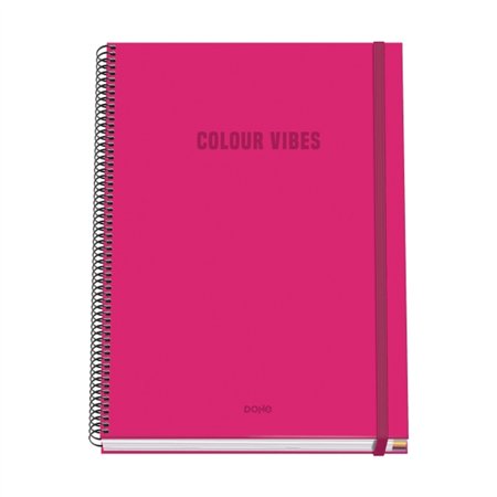 Caderno espiral Dohe Colour Vives A4, 100 folhas microperfuradas, quadriculado de 5 mm - Capa dura de cartão - Fecho elástico - 