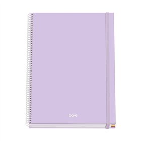 Caderno espiral Dohe Serenity A4, 100 folhas microperfuradas, quadriculado de 5 mm - Capa dura de cartão - Fecho elástico - Elás