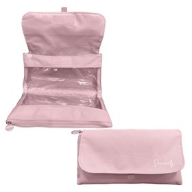 Estojo duplo Dohe Serenity - Aba com bolso interno - Zíper - Janelas transparentes - Poliéster - 22x11x6cm - Rosa