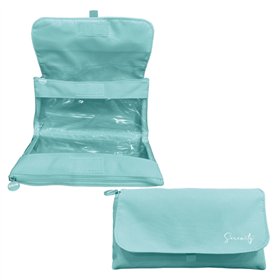Estojo duplo Dohe Serenity - Aba com bolso interno - Zíper - Janelas transparentes - Poliéster - 22x11x6cm - Verde