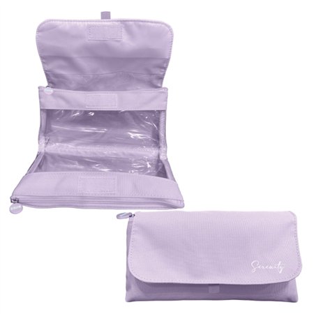 Estojo duplo Dohe Serenity - Aba com bolso interno - Zíper - Janelas transparentes - Poliéster - 22x11x6cm - Roxo