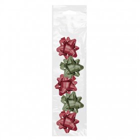Dohe Chic Pacote com 5 Laços para Presente - Formato de Estrela - Tamanho 5,6cm - Cores Vermelho e Verde