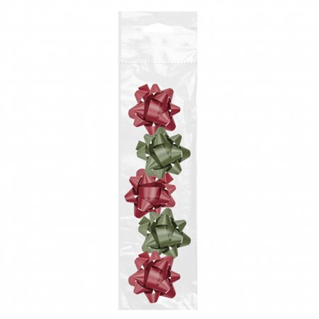Dohe Chic Pacote com 5 Laços para Presente - Formato de Estrela - Tamanho 5,6cm - Cores Vermelho e Verde