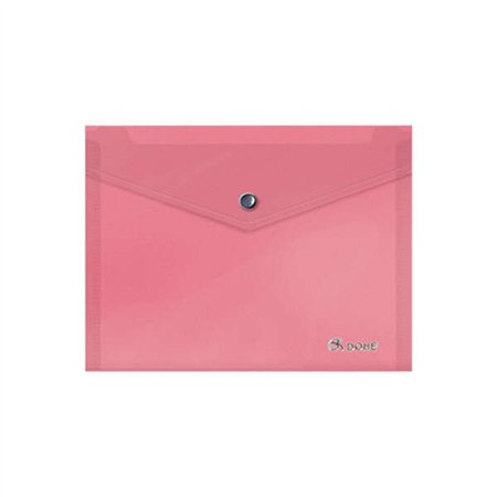 Envelope para documentos Dohe A5 - Fecho de pressão - Polipropileno translúcido de 150 mícrons - Rosa