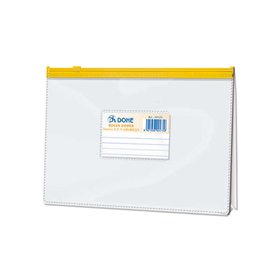 Sacola horizontal com zíper Dohe, PVC transparente de 200 mícrons - Tamanho A5 - Abertura superior - Fecho hermético com zíper