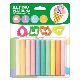 Kit Alpino com 10 bastões de massinha de modelar de 17g + 4 moldes - Muito flexível - Pode ser misturado - Sem glúten - Cores pa