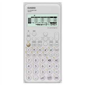 Calculadora científica Casio Iberia Classwiz FX-570SP com visor LCD de 12 dígitos, 560 funções, capa protetora e cor branca.