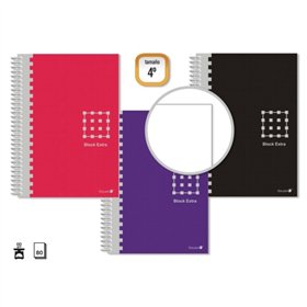 Caderno Espiral Dourado, 4º Ano, 80 Folhas, 60gsm, Liso - Margem Reforçada - Capa Extra Dura - Cores Sortidas