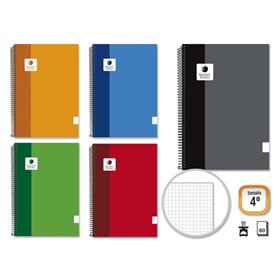 Caderno espiral dourado extra, 4º ano, 80 folhas, papel de 90 g/m², quadriculado, margens reforçadas, capa pautada, cores sortid