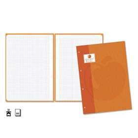 Pacote de Refil Extra Dourado com 80 Folhas, 90gsm, Quadriculado 4x4 - Formato A4 - 4 Furos e Faixa Laranja