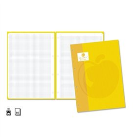 Pacote de Refil Extra Dourado com 80 Folhas, 90gsm, Quadriculado 4x4 - Formato A4 - 4 Furos e Faixa Amarela
