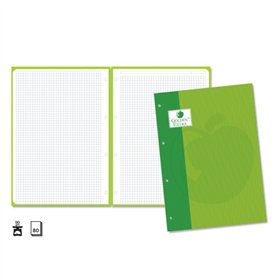 Refil Golden Extra com 80 folhas, 90 g/m², quadriculado 4x4 - Formato A4 - 4 furos e faixa verde