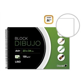 Caderno de desenho dourado A4+ com 20 folhas lisas - Papel de 135 g/m²