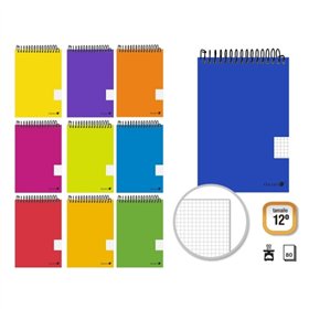 Caderno espiral dourado, formato paisagem, 80 folhas, 60 g/m², quadriculado 10x10 cm - Tamanho 120 - Cores sortidas