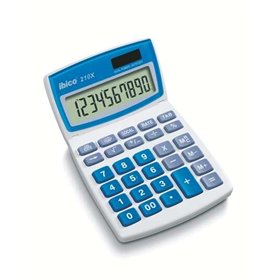 Calculadora de mesa Ibico 210X de 10 dígitos - Tela LCD inclinável ajustável - Teclas grandes - Branca/Azul