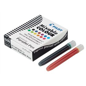 Pacote com 12 Refis Pilot para Caneta Tinteiro Parallel - Capacidade de 1ml - Cores Sortidas
