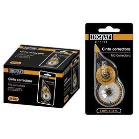 Fita Corretiva Ingraf Dry 5mm x 12m - Correção Rápida e Limpa - Escrita Imediata
