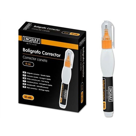 Caneta Corretiva Ingraf 8ml - Ponta Fina de Metal - Secagem Rápida - Formato Ergonômico