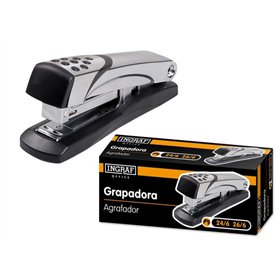 Grampeador Ingraf N5 Metálico - Corpo em metal com detalhes em plástico - Revestimento de borracha antiderrapante - Compatível c
