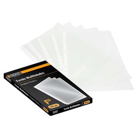 Pacote com 100 capas transparentes para documentos Ingraf, com 70 mícrons e múltiplos furos - Acabamento granulado