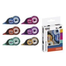 Fitas Corretivas Ingraf Mediterraneo - Pacote com 2 unidades, 5mm x 12m - Perfeita aderência ao papel - Cores sortidas
