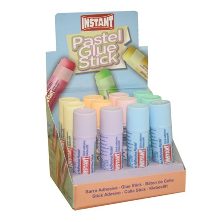 Cola instantânea em bastão pastel 20g - Adequada para crianças e/ou uso doméstico - Lavável - Sem solventes - Cores sortidas