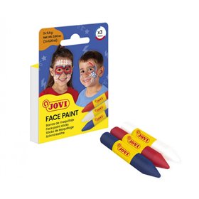 Kit com 3 Bastões de Maquiagem Facial Jovi Face Paint Adventure - Para Todos os Tipos de Pele - Fácil de Remover - Cores: Branco