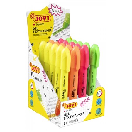 Conjunto de 20 marcadores de texto em gel Jovi - Cores fluorescentes - Não precisa apontar - Deslizamento suave - Não borra - Se