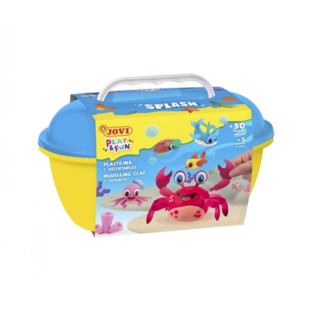 Jovi Play & Fun Splash Box com 24 bastões de massa de modelar de 15g + moldes + recortes - Sem glúten - À base de plantas - Não 