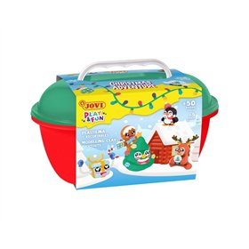 Kit de Natal Aventura Jovi Play & Fun com 24 bastões de massa de modelar de 15g + moldes + recortes - Sem glúten - À base de pla