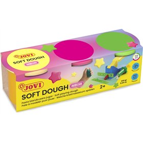 Massa de modelar Jovi Soft Dough Blandiver, pacote com 3 potes de 110g - Macia e flexível - Fácil de amassar e moldar - Ideal pa
