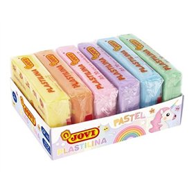 Pacote com 6 tabletes de massinha de modelar Jovi de 50g - 100% vegetal - Altamente moldável - Não resseca - Cores misturáveis -