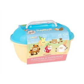 Conjunto de presente Jovi Kawaii com 24 bastões de massa de modelar de 15g + moldes + recortes - Sem glúten - À base de plantas 