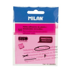 Bloco de Notas Adesivas Milan Fluo com 50 Unidades - Translúcidas - Removíveis - 76x76mm - Rosa