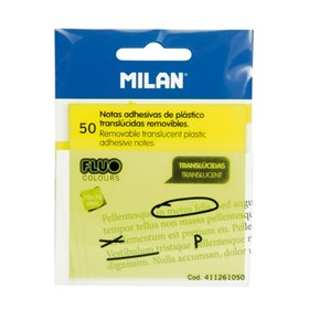 Pacote com 50 blocos de notas adesivas Milan Fluo - Translúcidas - Removíveis - 76x76mm - Amarelas