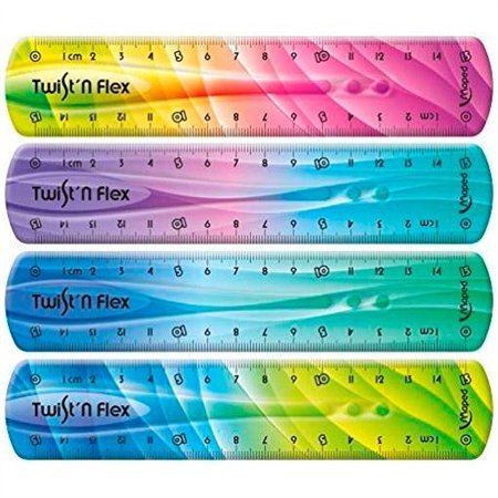 Régua flexível Maped Twist'n Flex de 15 cm - Inquebrável - Dupla graduação - Cores degradê aleatórias