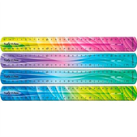 Régua flexível Maped Twist'n Flex de 30 cm - Inquebrável - Dupla graduação - Cores gradientes aleatórias