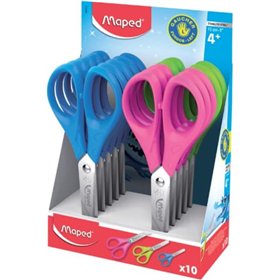 Tesoura escolar Maped Essentials para canhotos com ponta redonda, 13 cm - Lâminas de aço inoxidável - Cabo simétrico de plástico