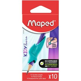 Maped Kidy Learning - Pacote com 10 Guias de Aprendizagem para Lápis com Dedo - Modelo Tubarão - Guia Removível - Adequado para 