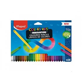 Maped Color'Peps Infinity - Pacote com 24 Lápis de Cor de Longa Duração - Feitos Inteiramente de Grafite - Cores Sortidas