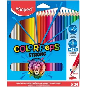 Maped Color'Peps Strong - Pacote com 24 Lápis de Cor Triangulares - Mina de 3,2 mm - Sem Madeira - Ponta Ultrarresistente - Core