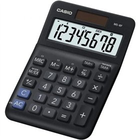 Calculadora de mesa Casio MS-8F com visor extragrande de 8 dígitos - Símbolos de comando de função - Alimentação solar e por bat