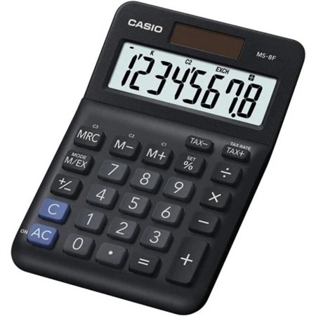 Calculadora de mesa Casio MS-8F com visor extragrande de 8 dígitos - Símbolos de comando de função - Alimentação solar e por bat