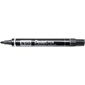 Caneta Marcadora Permanente Pentel N50 - Ponta de 4,3 mm - Resistente à água e à luz - Preta