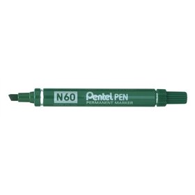 Caneta Marcadora Permanente Pentel N60 - Ponta Chanfrada Durável e Robusta - Resistente à Água e à Luz - Verde
