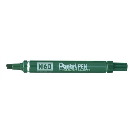 Caneta Marcadora Permanente Pentel N60 - Ponta Chanfrada Durável e Robusta - Resistente à Água e à Luz - Verde