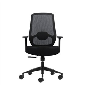 Cadeira de escritório ergonômica Oqonos Cherg 001 com suporte lombar ajustável em altura e profundidade, encosto em tela respirá